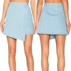 The Fifth Label Blue Eyes Denim Front Wrap A-Line Mini Skirt sz S